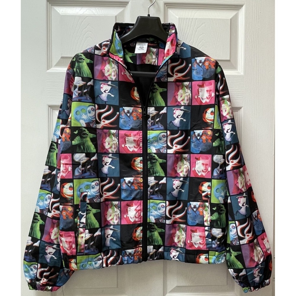 Disney Parks Mens Small Jacket Neon Nightmare Before Christmas Windbreaker Parks - Picture 2 of 15